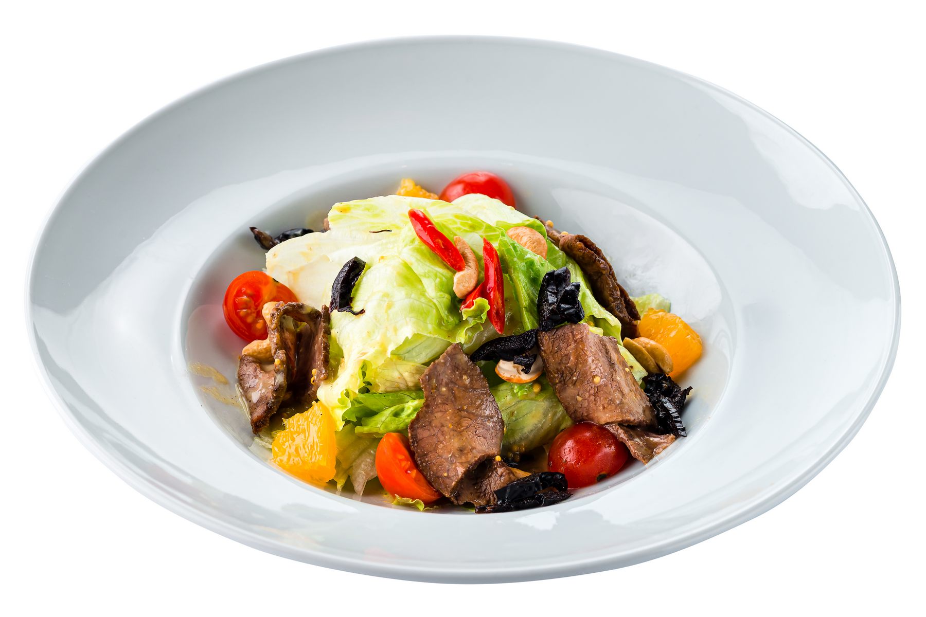 Салат с ростбифом и цитрусовой заправкой